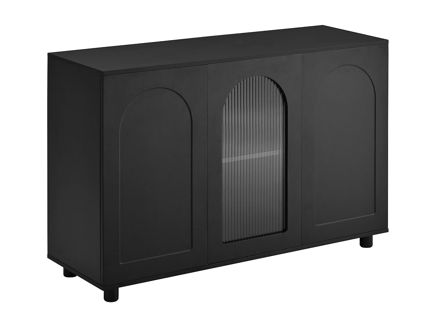 Buffet noir avec 3 portes - étagères réglables - Bois en MDF et PB