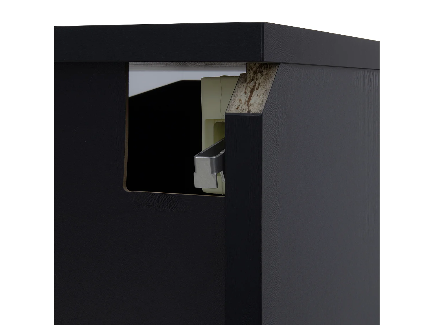 Meuble TV mural laqué brillant avec 3 portes et LED - noir et blanc 180x35x30cm