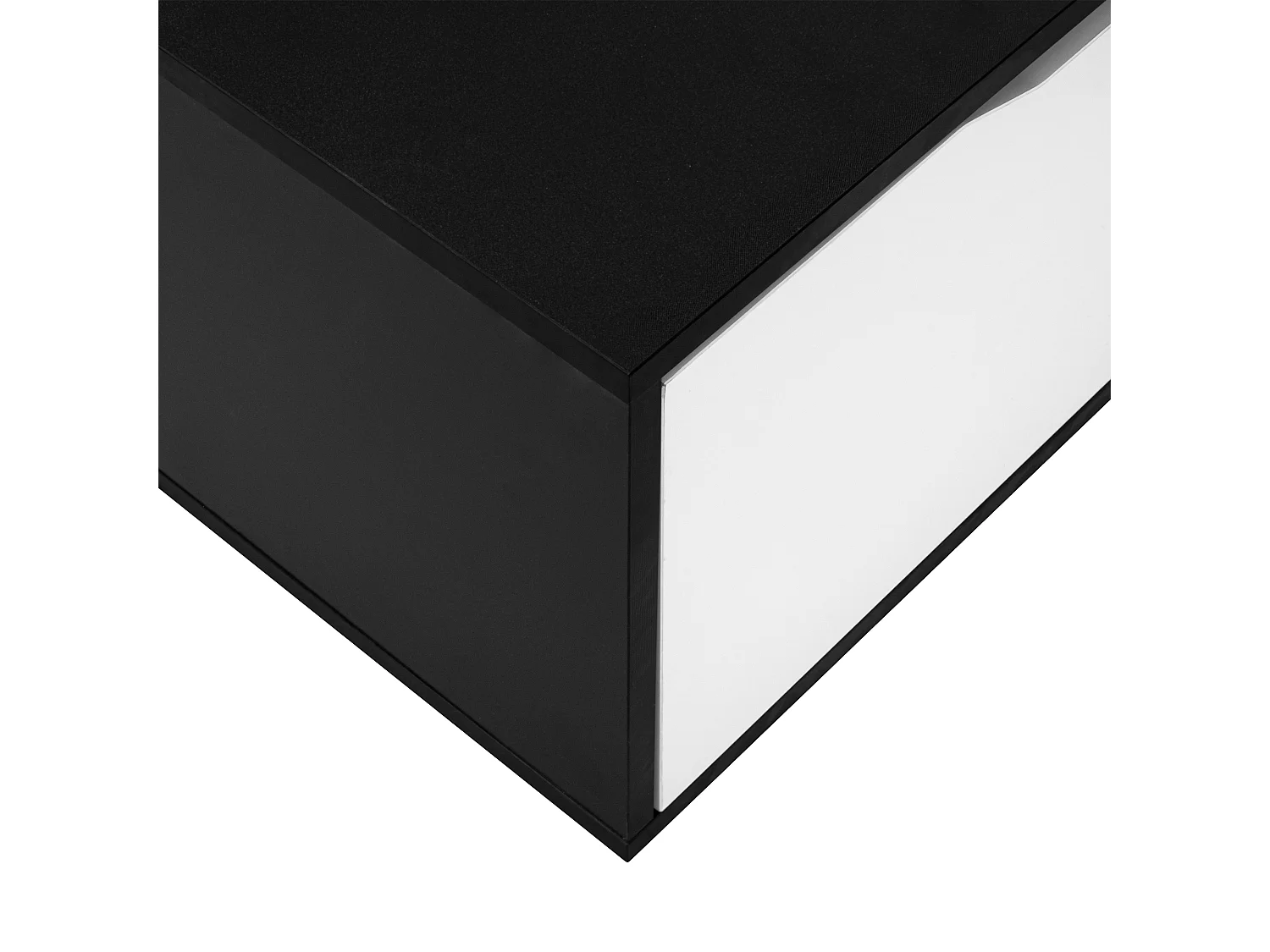 Meuble TV mural laqué brillant avec 3 portes et LED - noir et blanc 180x35x30cm