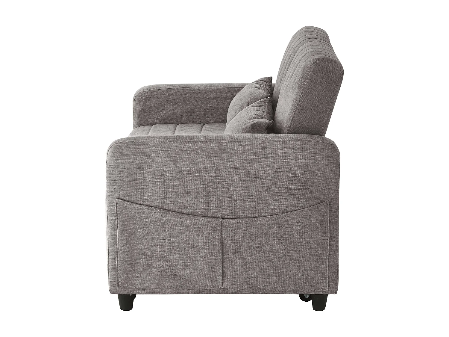 Canapé convertible 2 places gris - Dossier réglable en 3 positions - Canapé-lit en tissu coton-lin