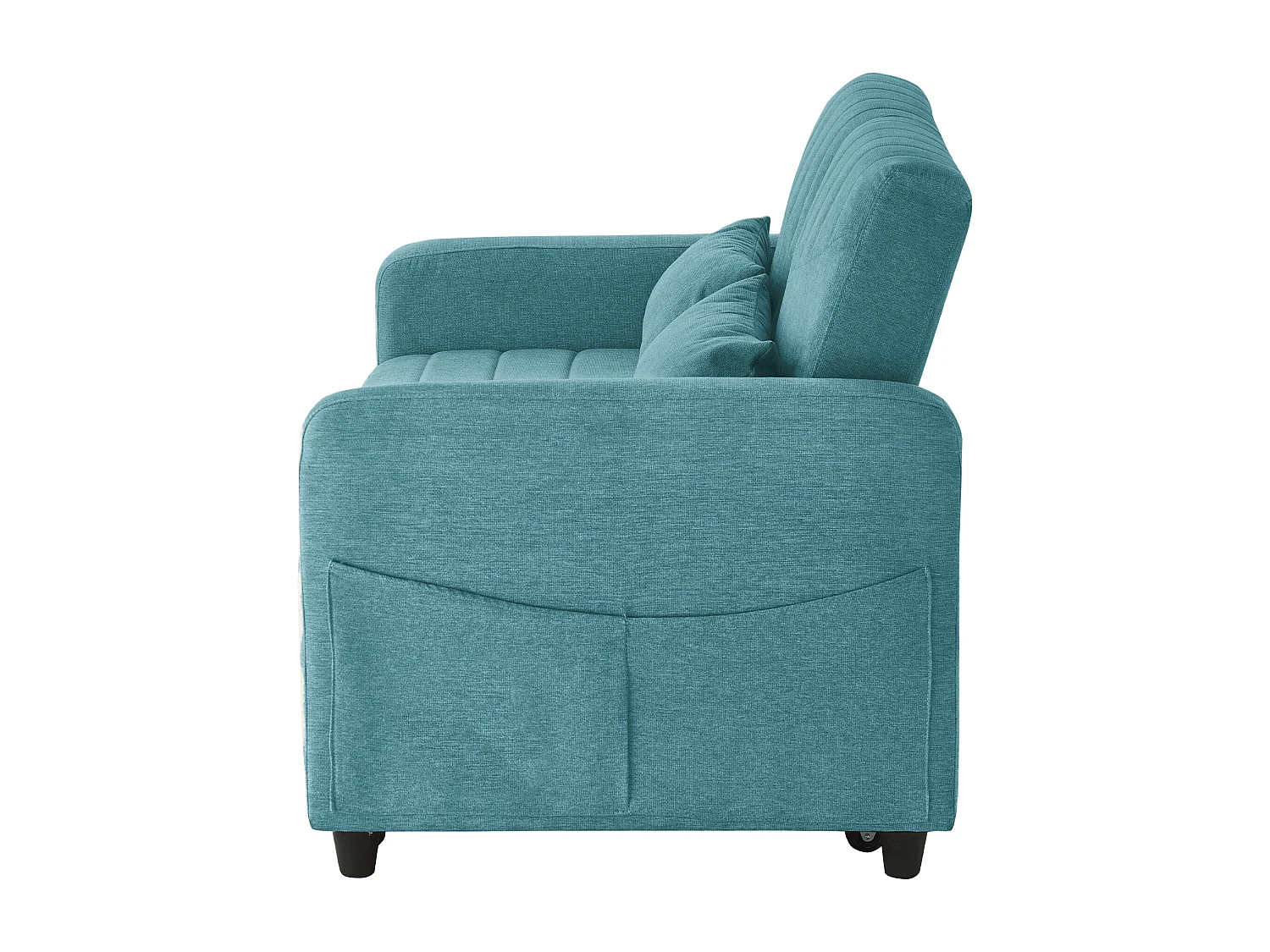 Canapé convertible 2 places bleu-vert antique - Dossier réglable en 3 positions - Canapé-lit en tissu coton-lin