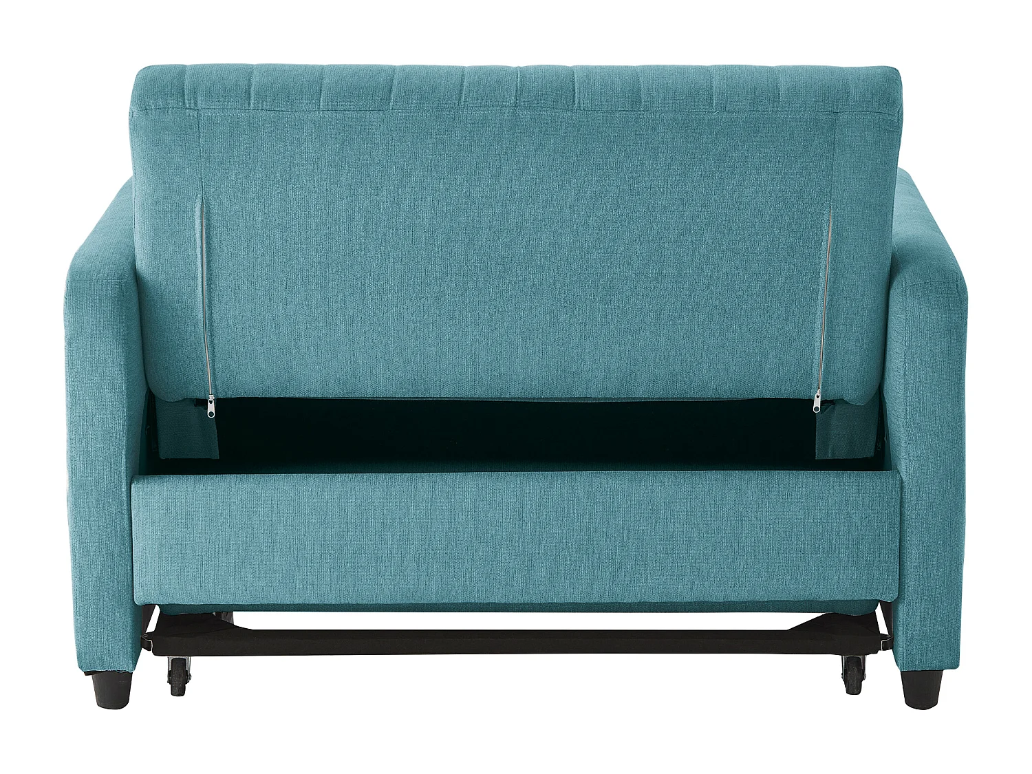 Canapé convertible 2 places bleu-vert antique - Dossier réglable en 3 positions - Canapé-lit en tissu coton-lin