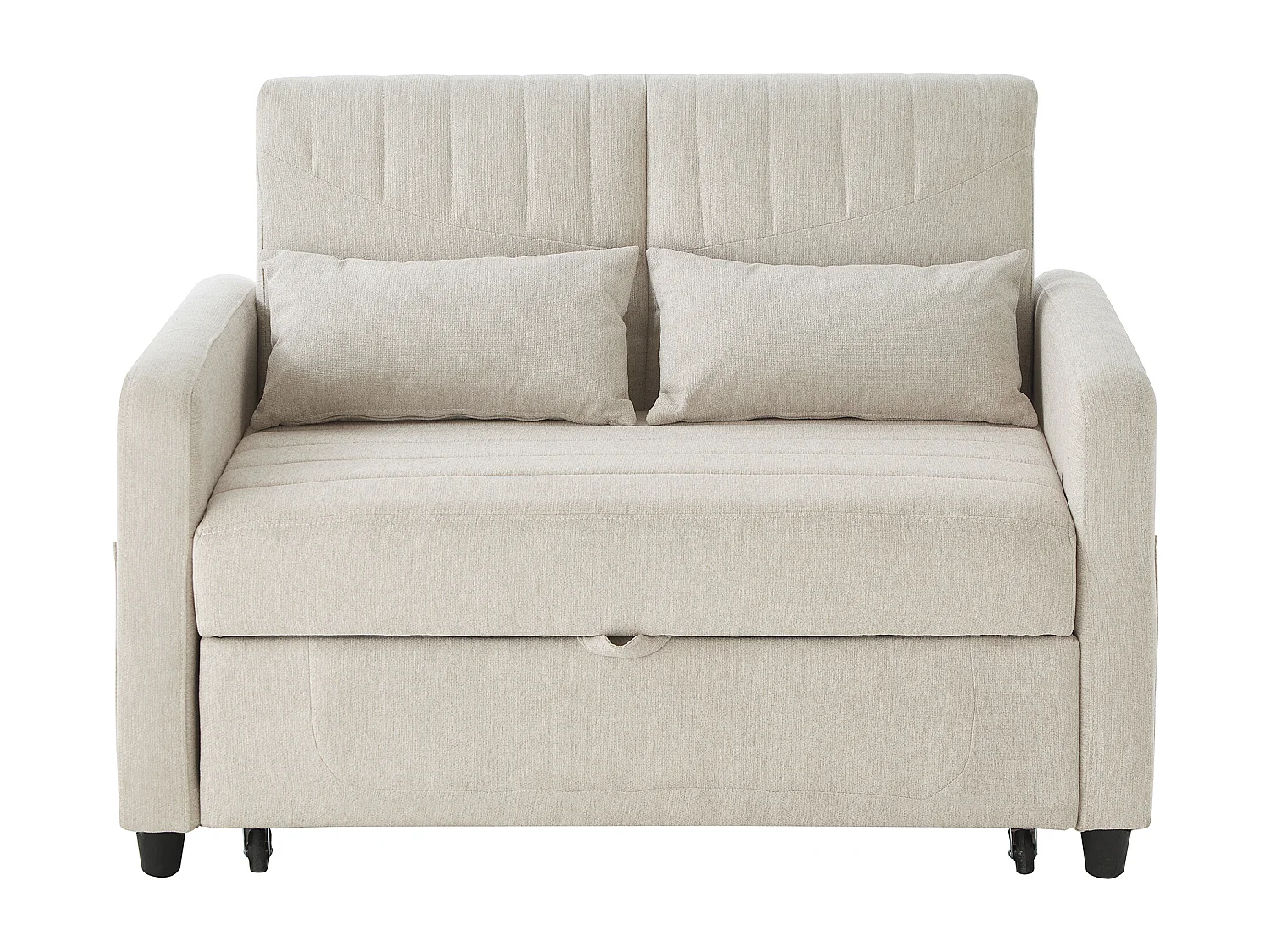 Canapé convertible 2 places beige - Dossier réglable en 3 positions - Canapé-lit en tissu coton-lin