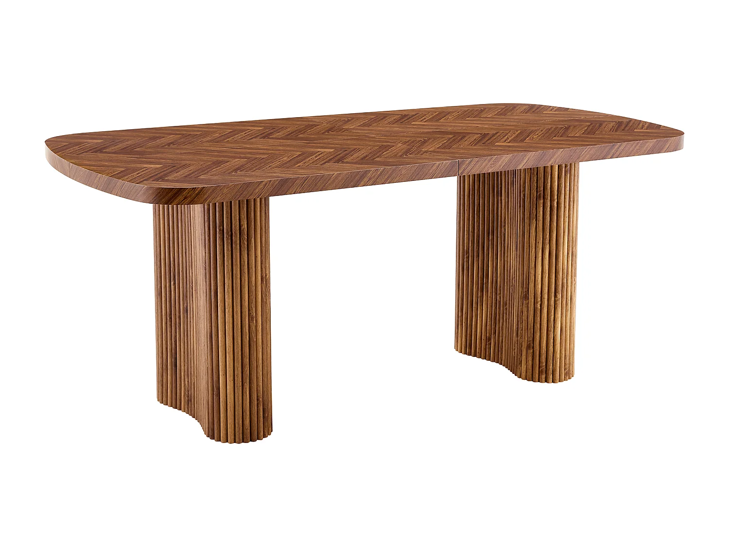 Table à manger 180x90cm pour 4 à 6 personnes en couleur bois - Plateau texturé foncé