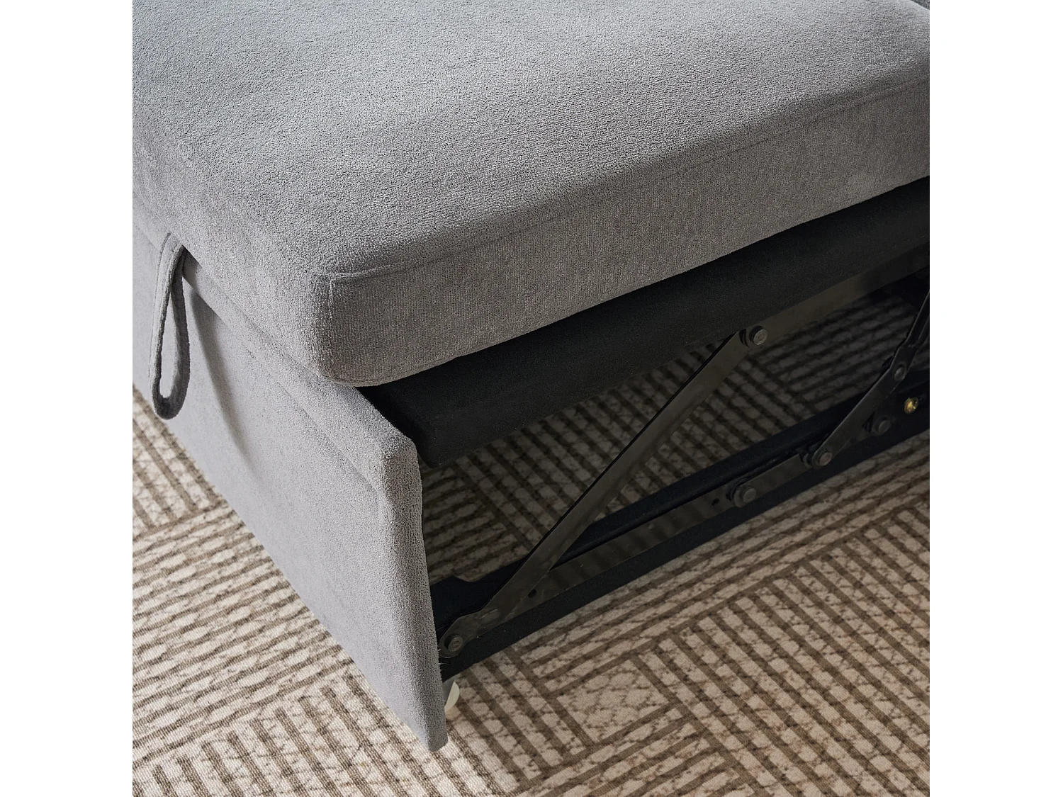 Canapé 3 places d'angle en forme de U avec rangement - Canapé-lit en tissu chenille - Gris