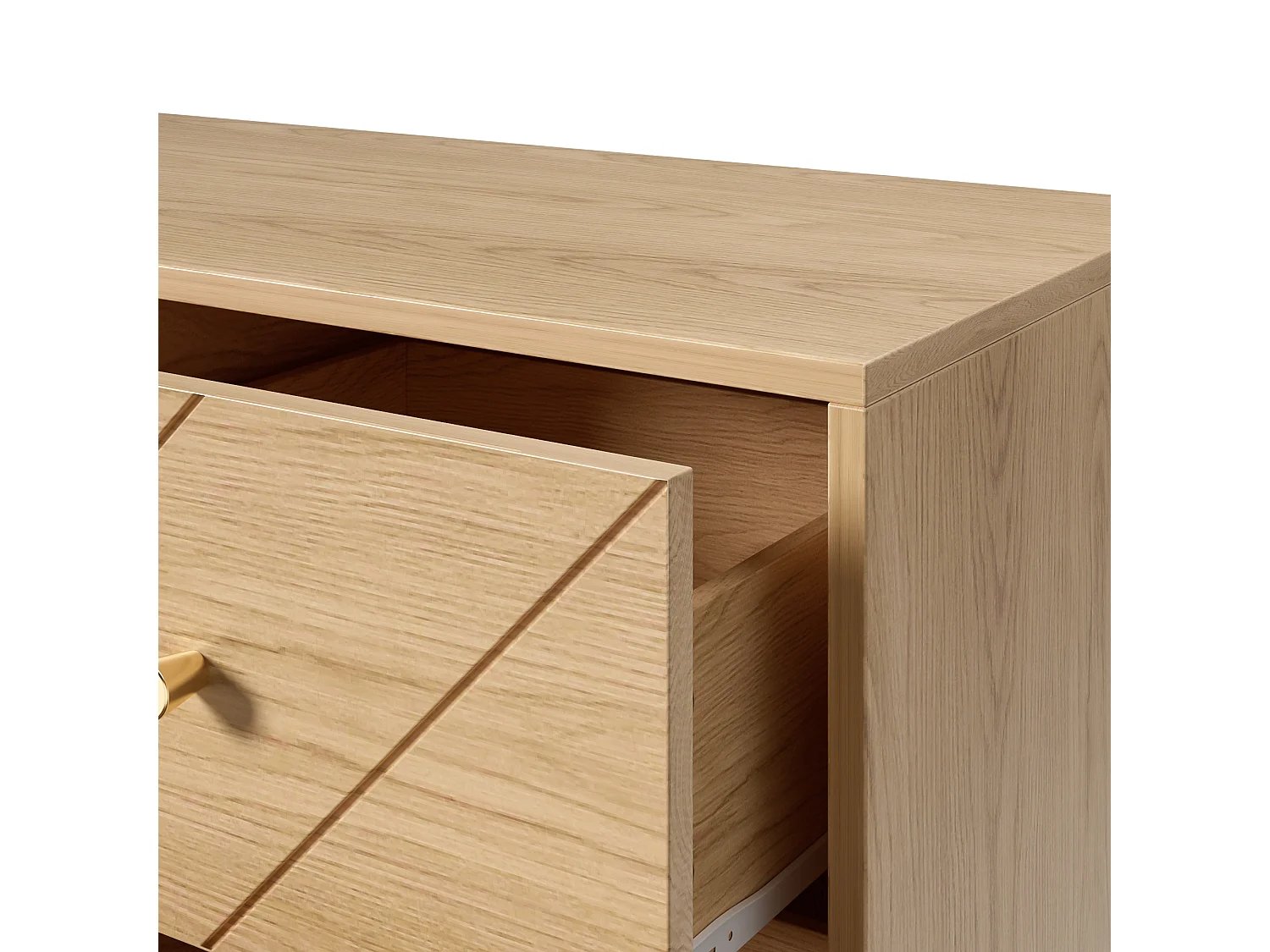 Commode avec 9 tiroirs -Pieds en métal - Motifs géométriques - Naturel clair