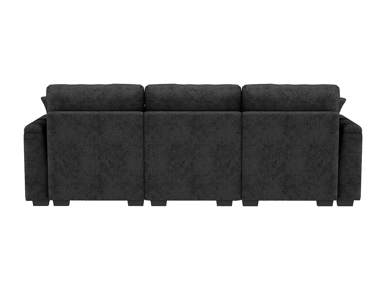 Canapé 3 places en chenille gris- Coussins, tablette rabattable, ports USB et rangement