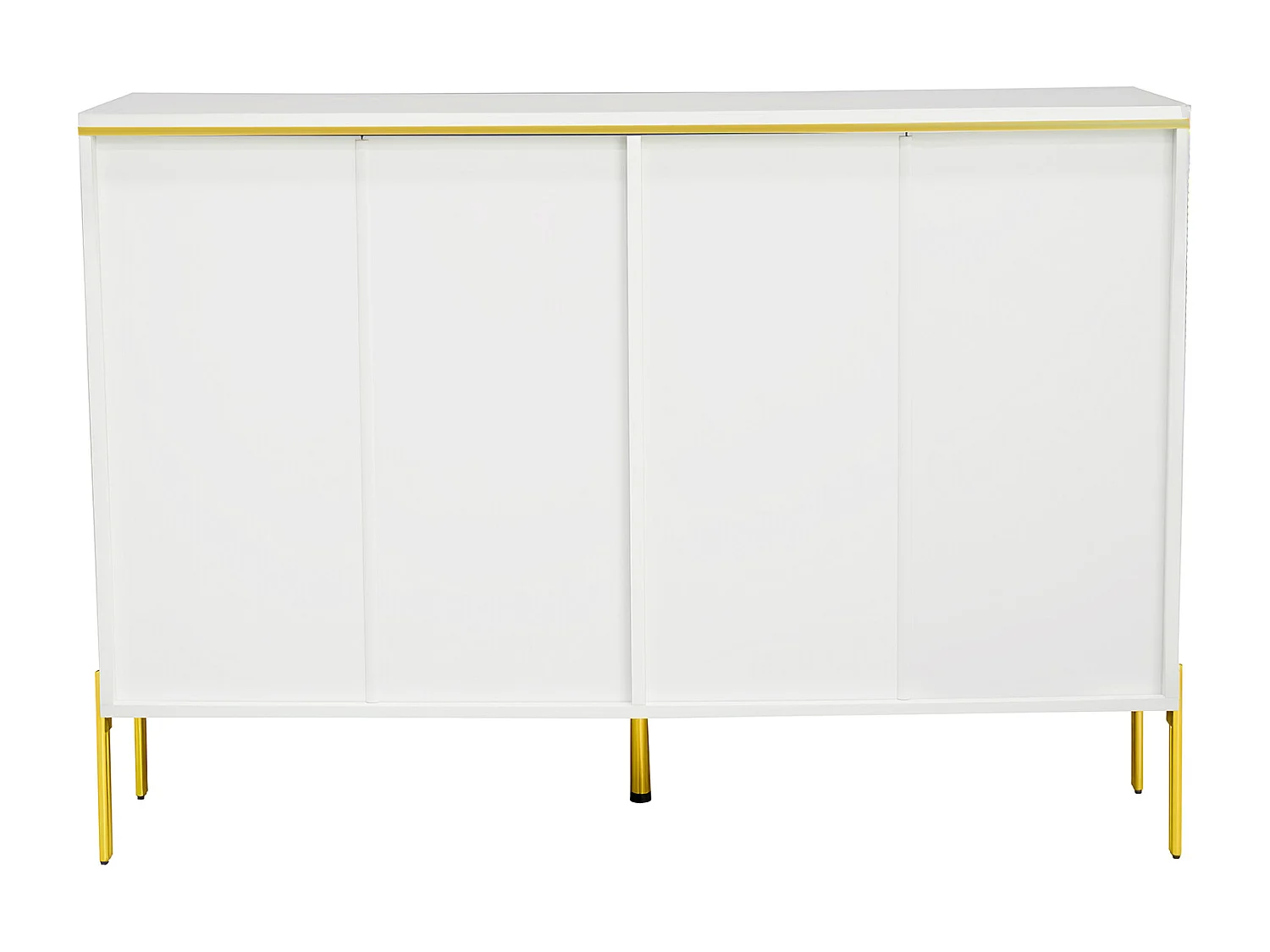 Commode blanc laquée avec 6 tiroirs - Surface finition brillant -Pieds dorés