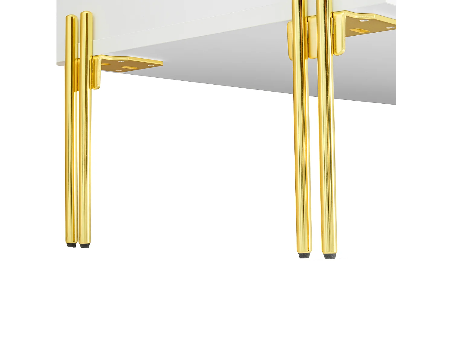 Commode blanc laquée avec 6 tiroirs - Surface finition brillant -Pieds dorés