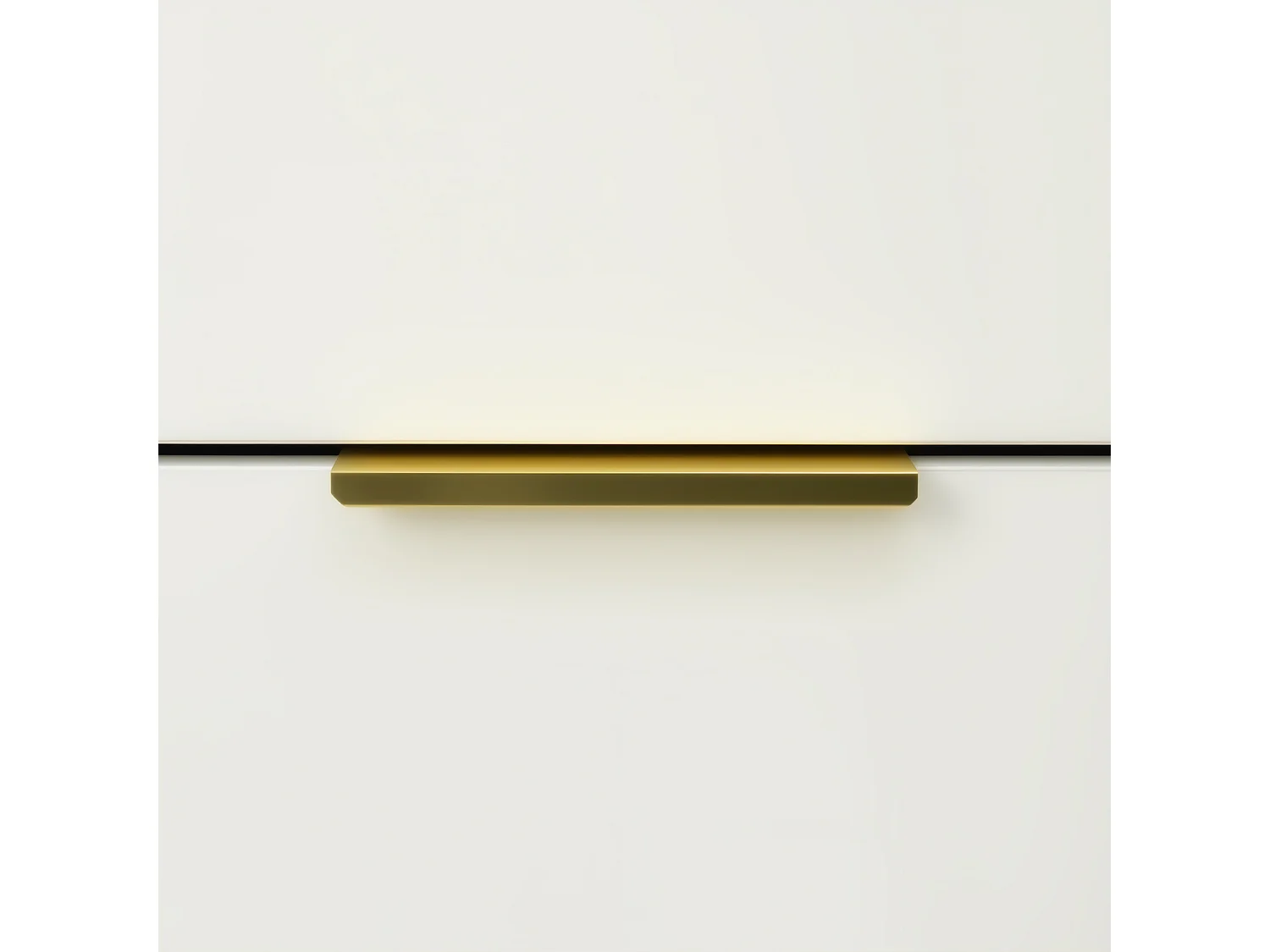 Commode blanc laquée avec 6 tiroirs - Surface finition brillant -Pieds dorés