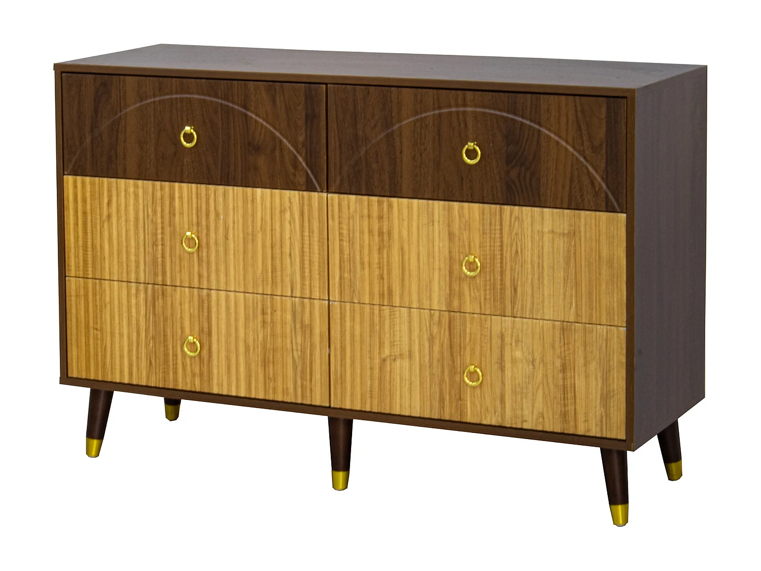 Commode avec 6 tiroirs - Couleur bois foncé et naturel 20 x 40 x 81cm