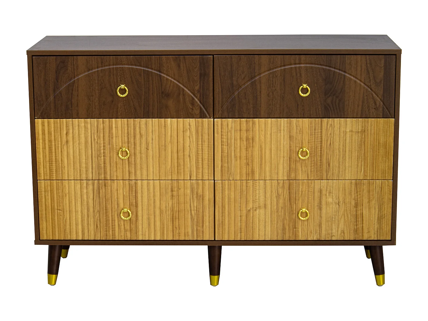 Commode avec 6 tiroirs - Couleur bois foncé et naturel 20 x 40 x 81cm