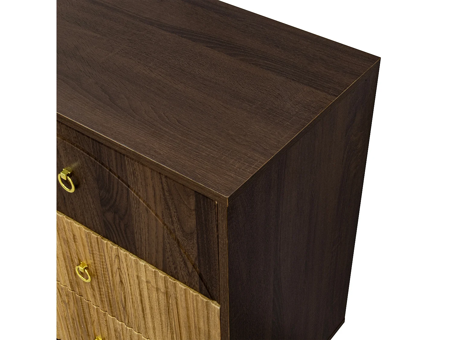 Commode avec 6 tiroirs - Couleur bois foncé et naturel 20 x 40 x 81cm