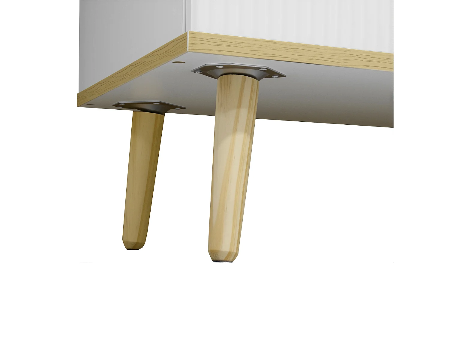 Commode blanc avec 6 tiroirs - Pieds woodgrain 120x40x76.5cm