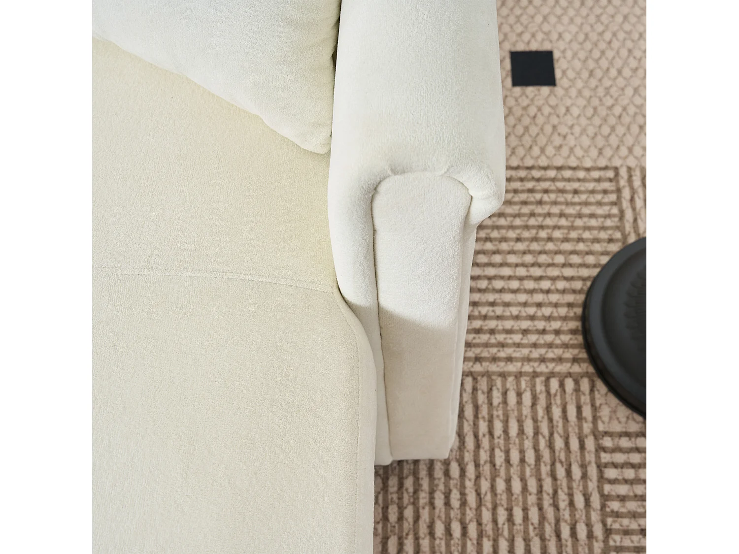 Canapé 3 places d'angle en forme de U avec rangement - Canapé-lit en tissu chenille - Beige