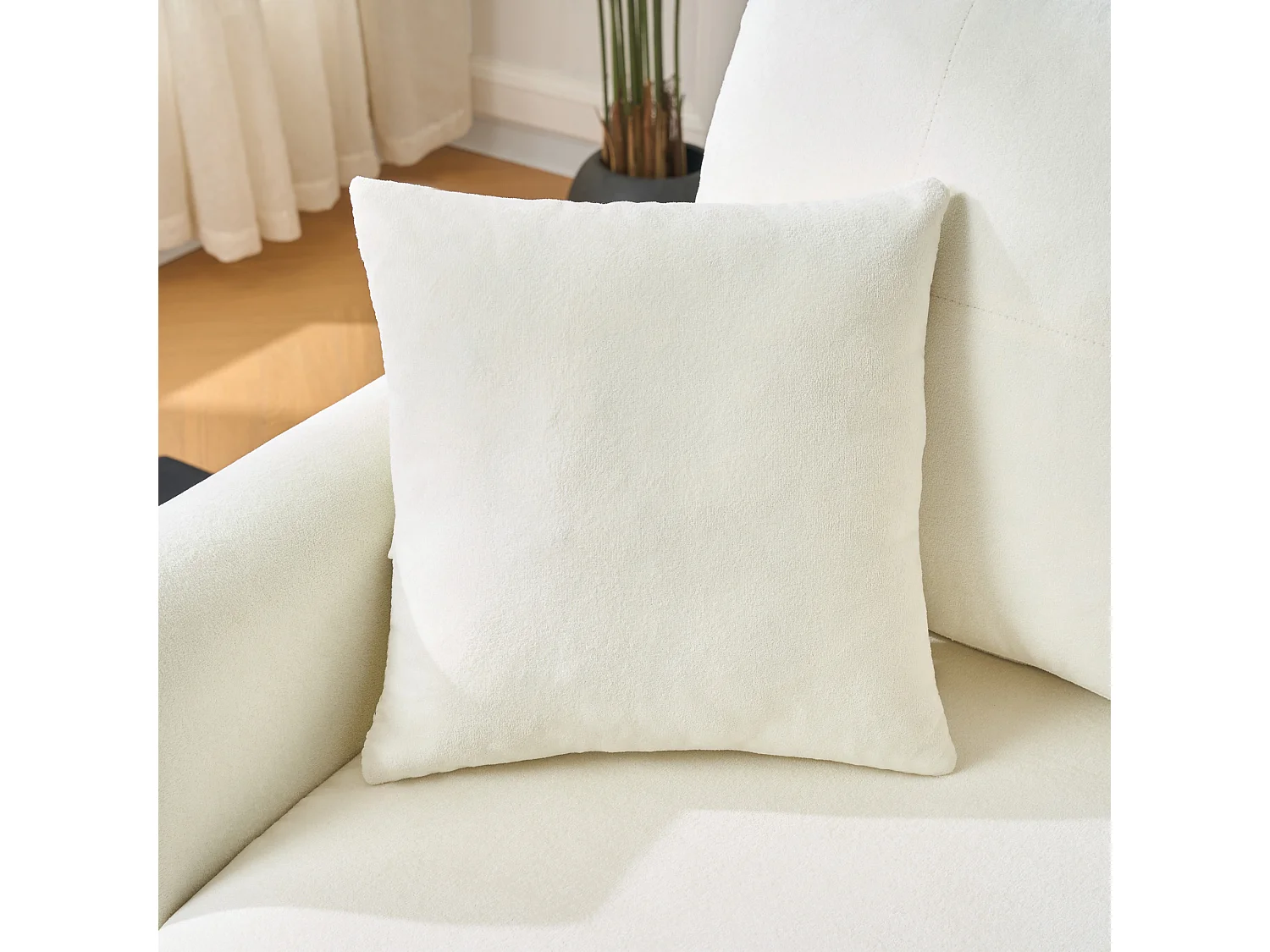 Canapé 3 places d'angle en forme de U avec rangement - Canapé-lit en tissu chenille - Beige