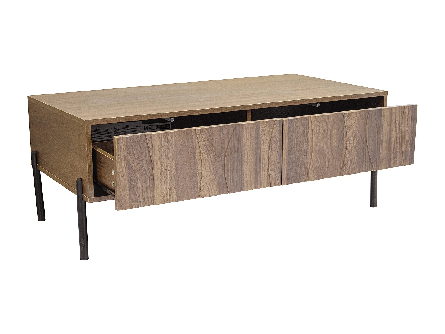 Table basse de style rétro avec 2 tiroirs 105x55x41cm - Couleur bois
