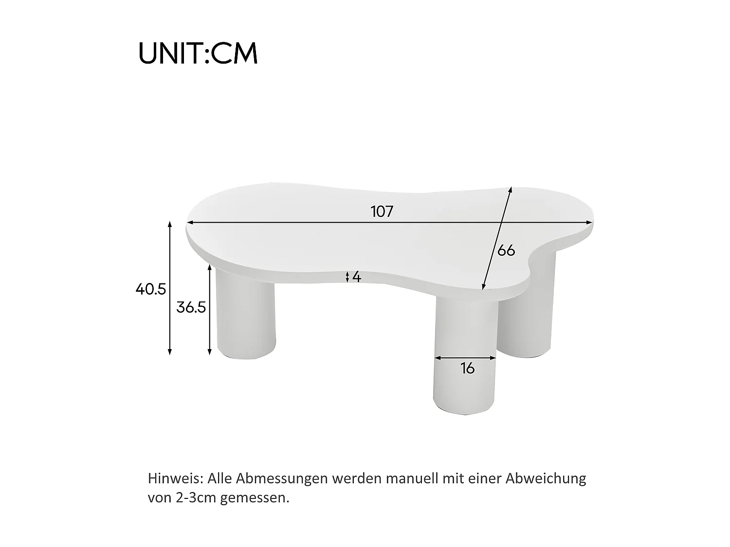 Tavolino da caffè bianco a forma di nuvola - MDF e legno PVC