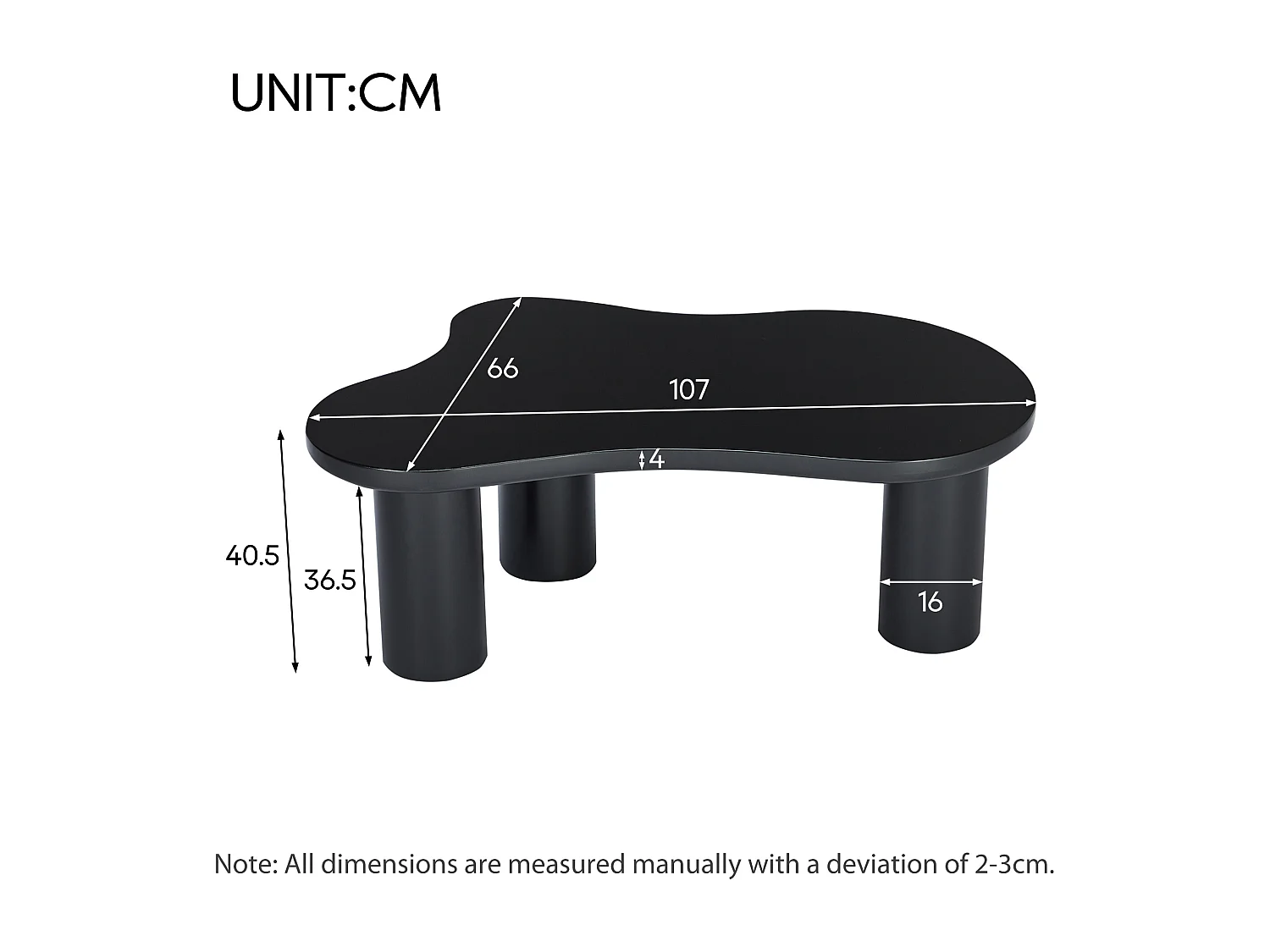 Table basse en forme de nuage noir - Bois en MDF et PVC