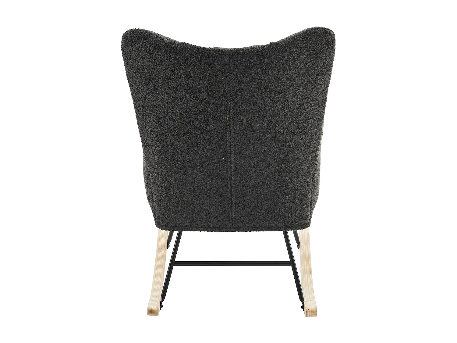 Fauteuil à bascule avec dossier haut et accoudoirs- Rocking chair en tissu Teddy gris