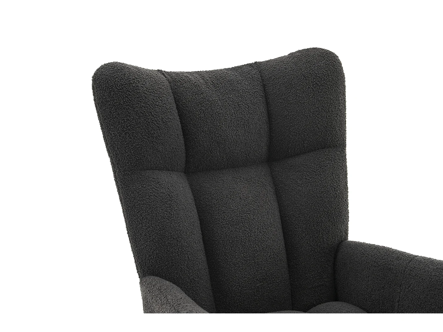 Fauteuil à bascule avec dossier haut et accoudoirs- Rocking chair en tissu Teddy gris
