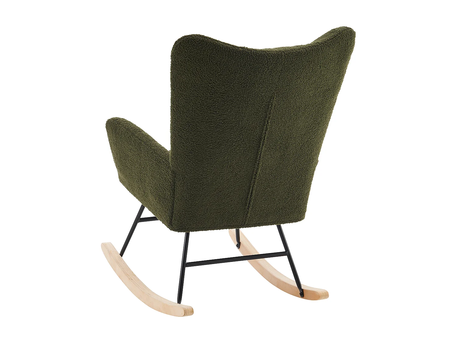 Fauteuil à bascule avec dossier haut et accoudoirs- Rocking chair en tissu Teddy vert