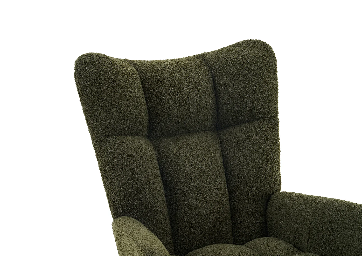 Fauteuil à bascule avec dossier haut et accoudoirs- Rocking chair en tissu Teddy vert
