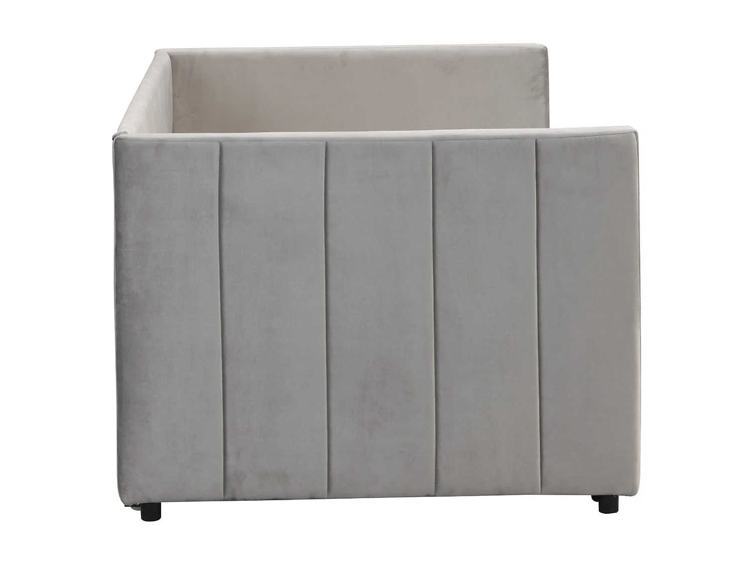 Lit banquette 2x90x200cm - Avec sommier peigne - Velours gris
