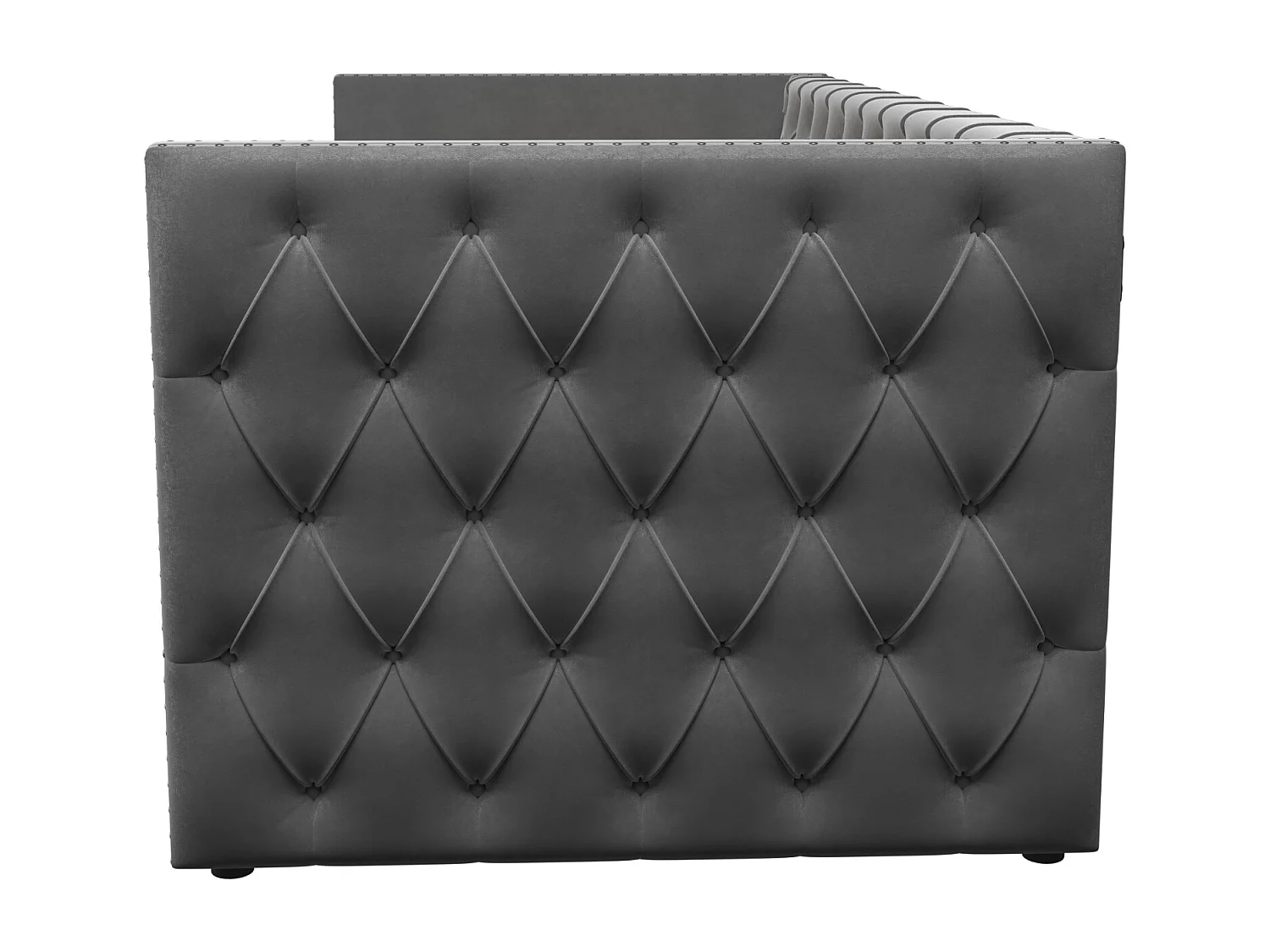 Lit banquette 90x200 cm avec lit gigogne 90x190 cm - Lit enfant velours gris avec sommier à lattes