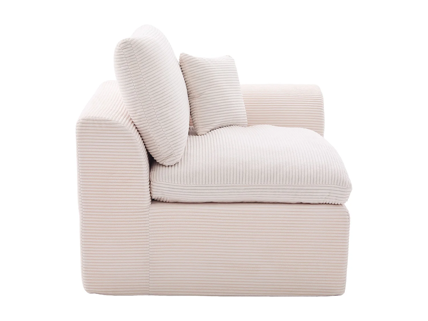 Poltrona semplice con cuscino in velluto a coste - Beige