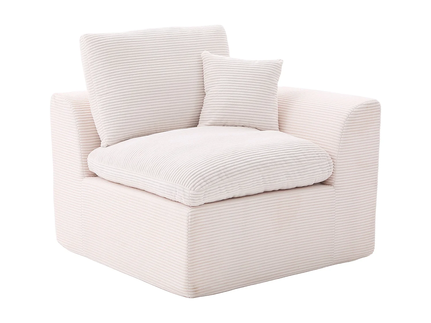 Poltrona semplice con cuscino in velluto a coste - Beige