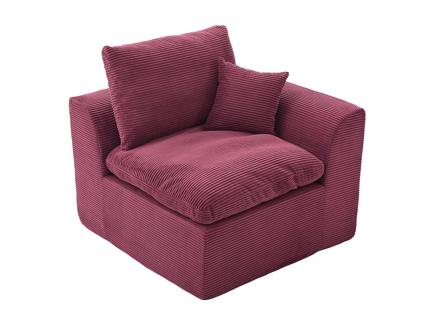 Poltrona semplice con cuscino in velluto a coste - Colore bordeaux