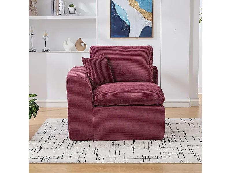 Poltrona semplice con cuscino in velluto a coste - Colore bordeaux