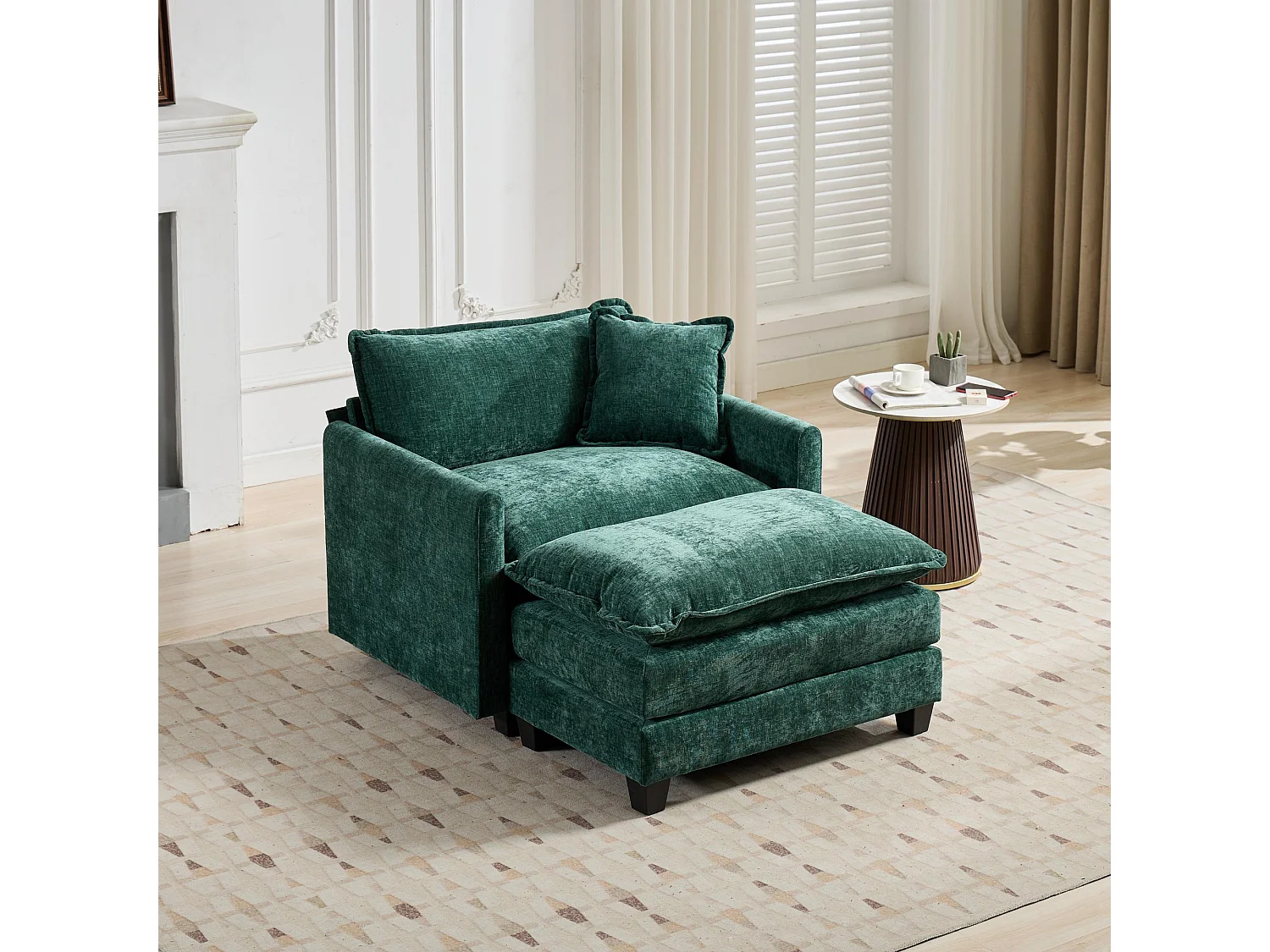 Divano singolo Cloud in tessuto ciniglia verde - Per soggiorno, camera da letto e appartamento