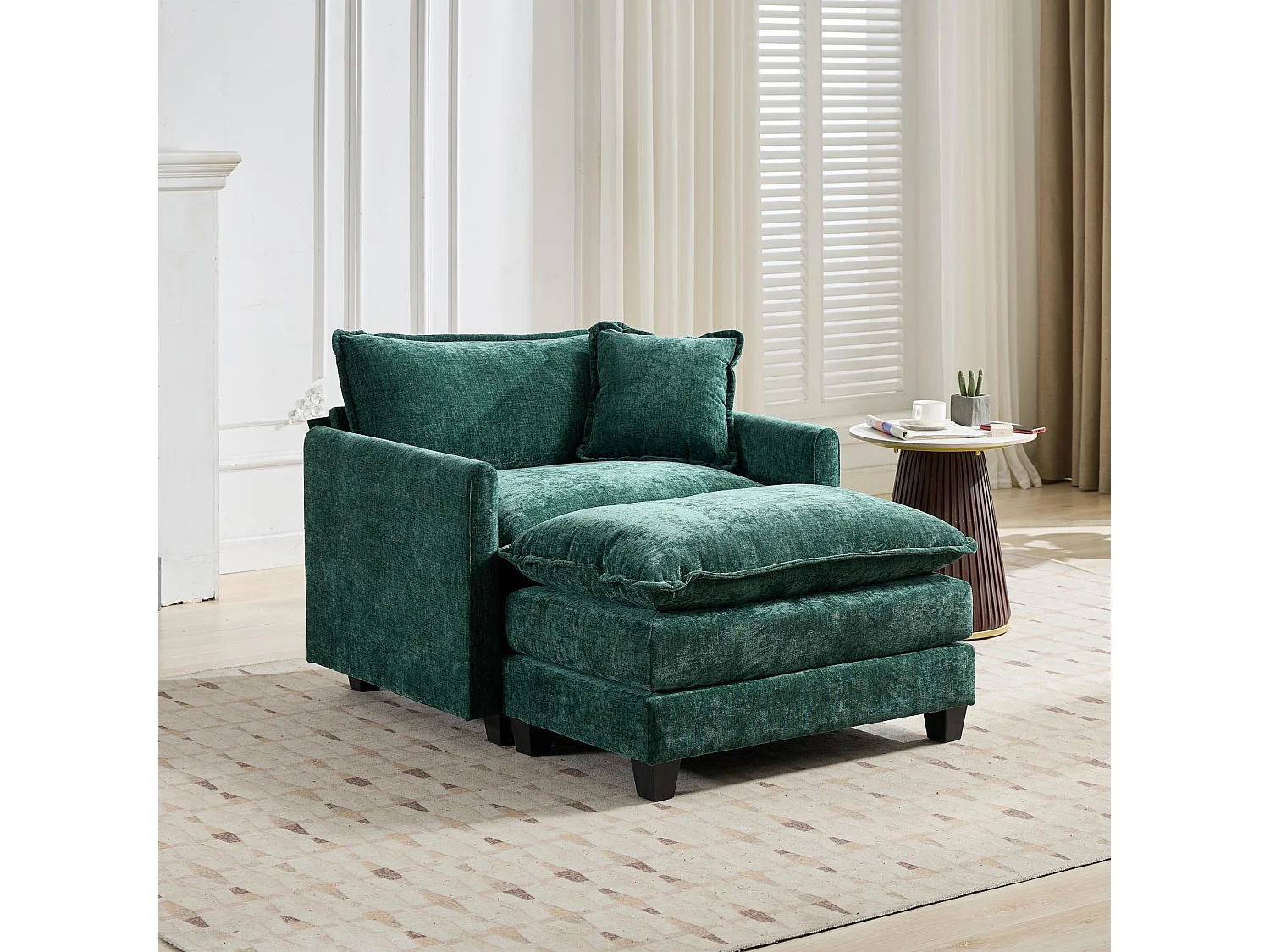 Divano singolo Cloud in tessuto ciniglia verde - Per soggiorno, camera da letto e appartamento