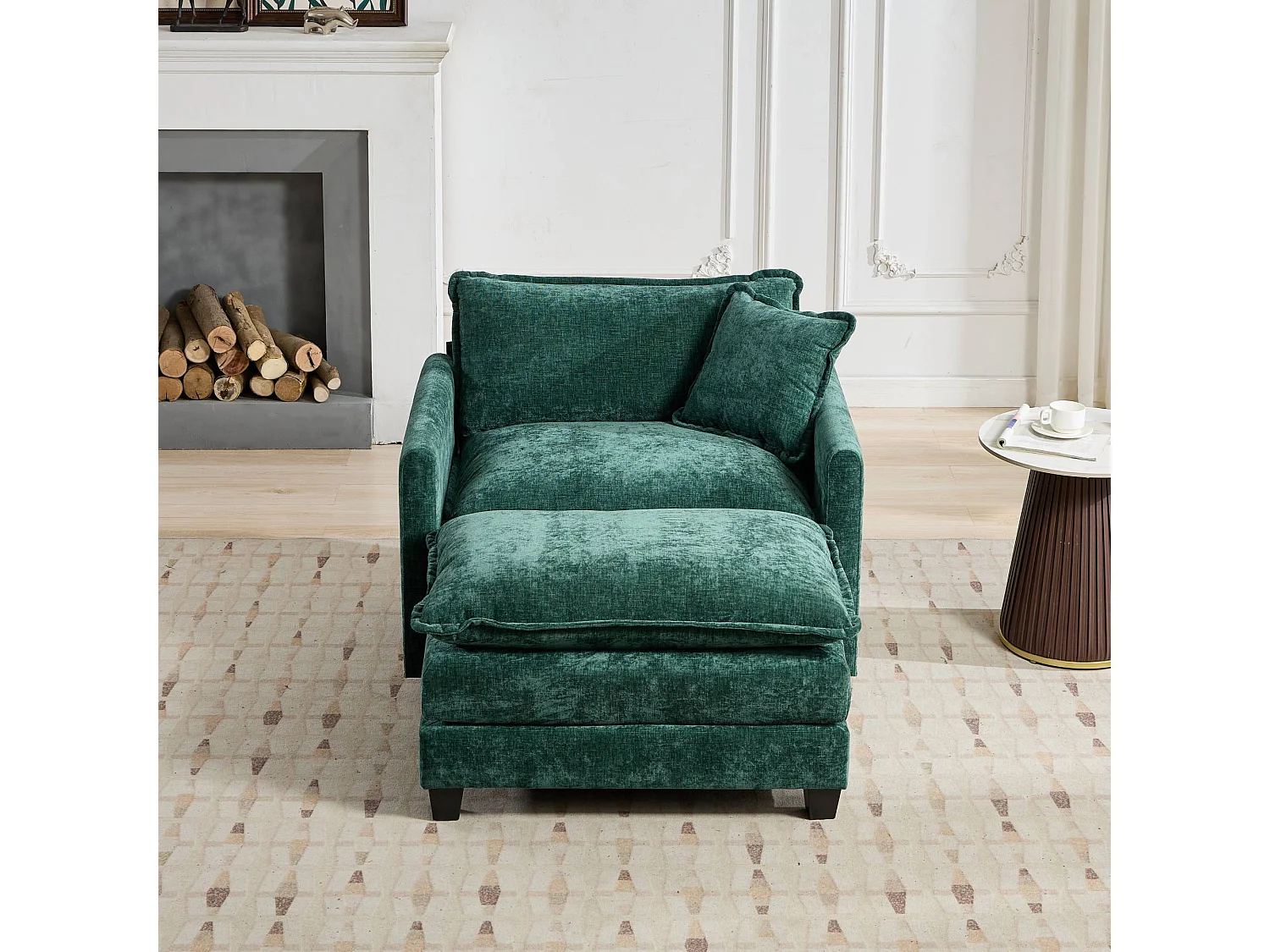 Divano singolo Cloud in tessuto ciniglia verde - Per soggiorno, camera da letto e appartamento