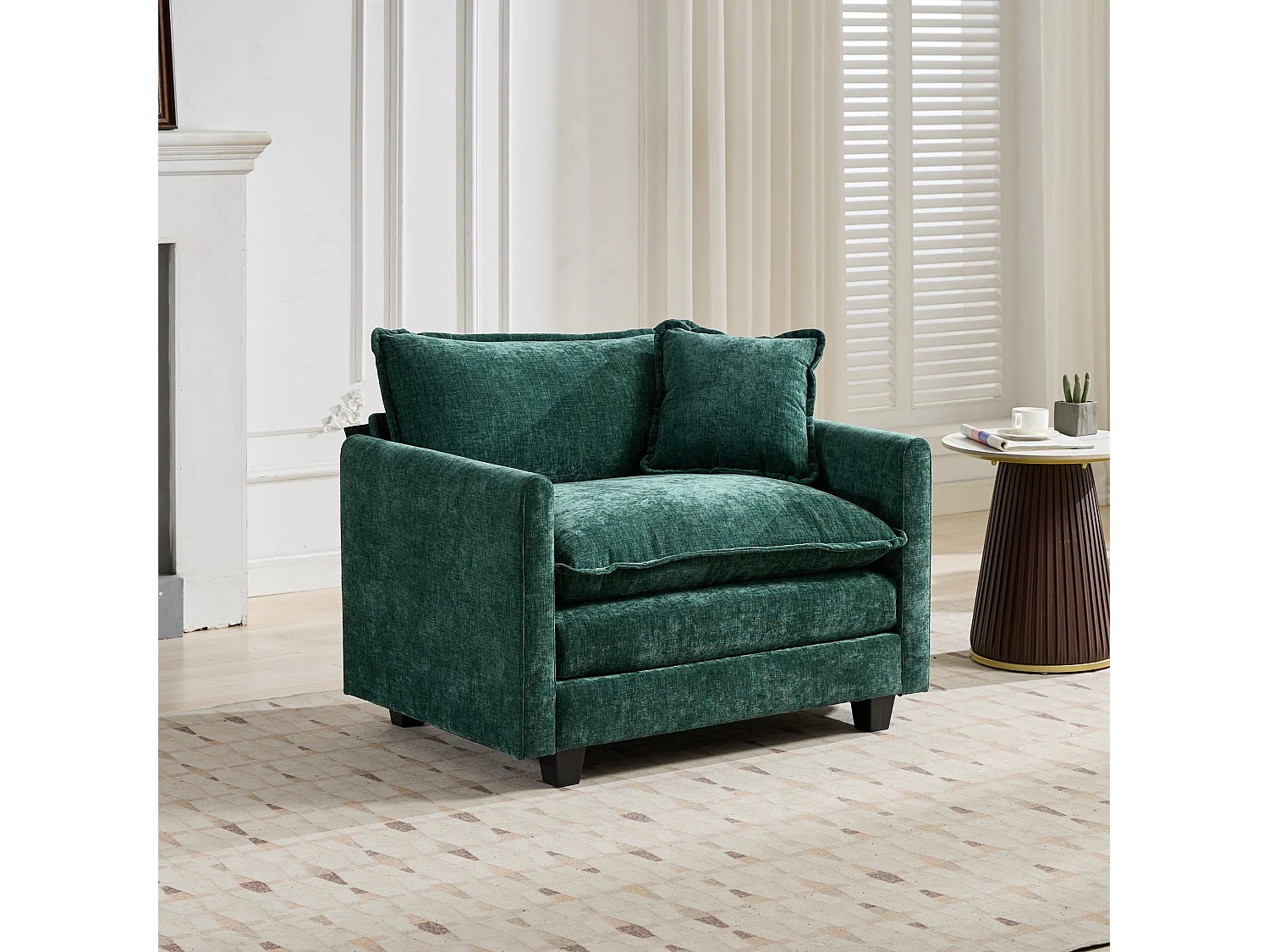 Divano singolo Cloud in tessuto ciniglia verde - Per soggiorno, camera da letto e appartamento