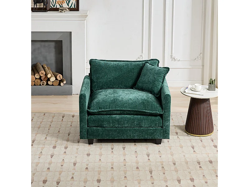 Divano singolo Cloud in tessuto ciniglia verde - Per soggiorno, camera da letto e appartamento