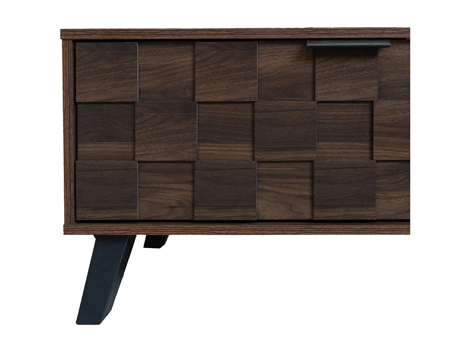 Meuble TV avec 2 portes et 2 compartiments ouverts - Finition bois foncé 160,5 x 35,5 x 45 cm