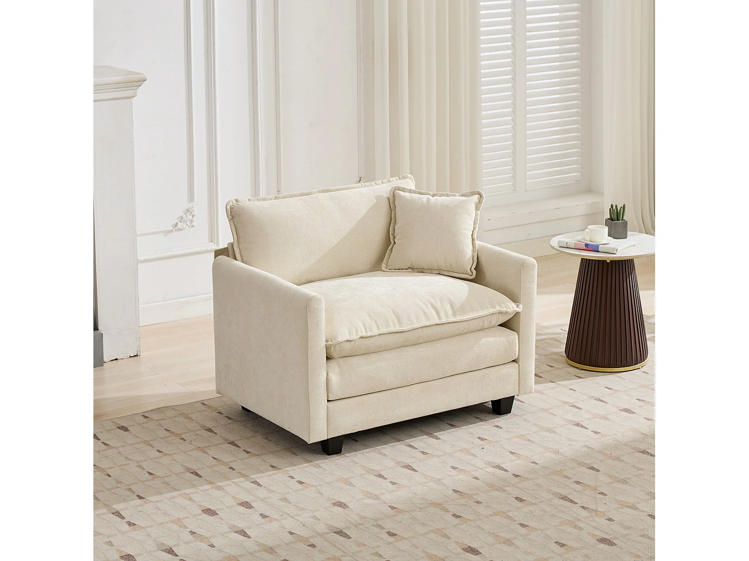 Divano singolo Cloud in tessuto ciniglia beige - Per soggiorno, camera da letto e appartamento