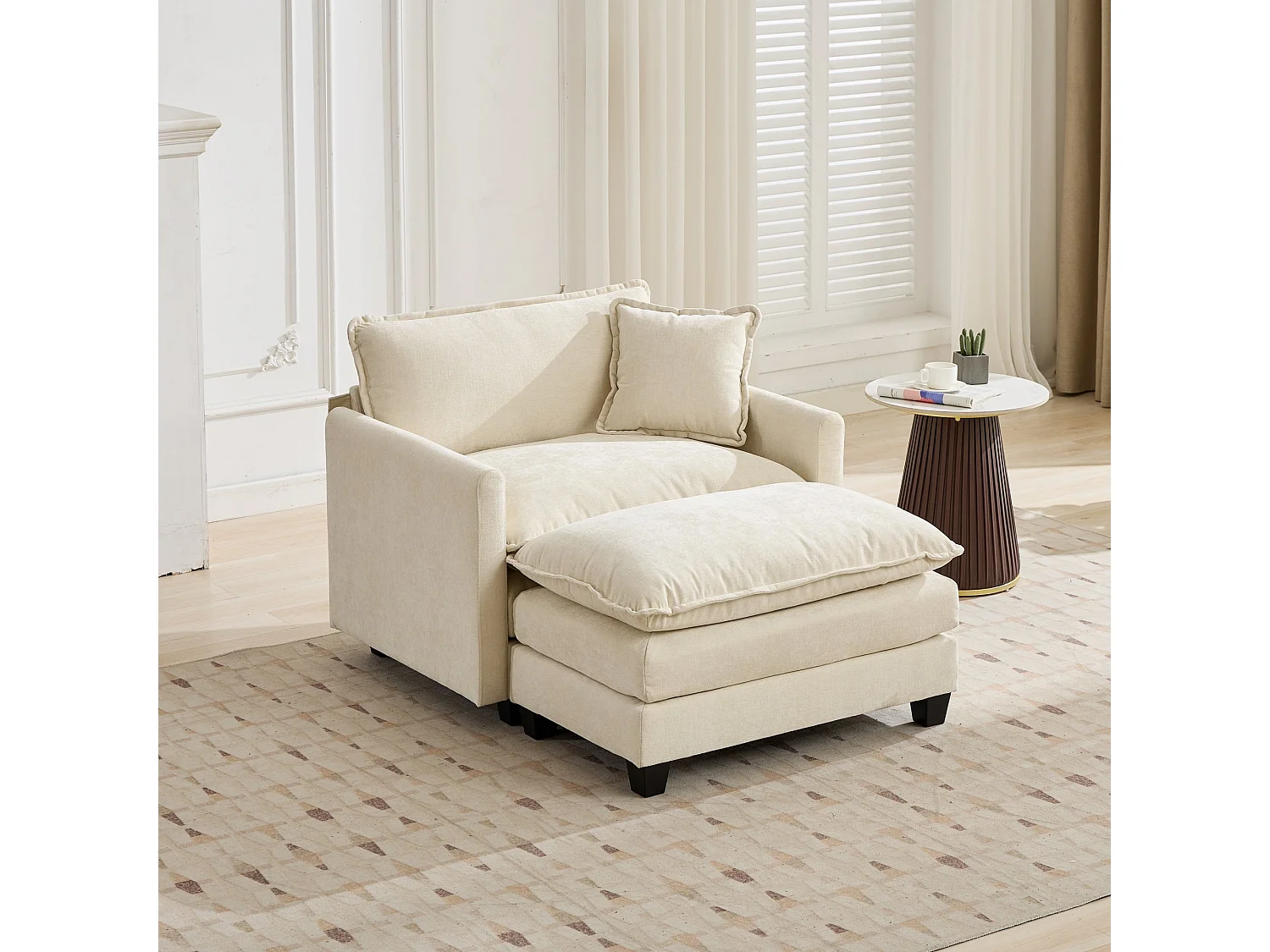 Divano singolo Cloud in tessuto ciniglia beige - Per soggiorno, camera da letto e appartamento