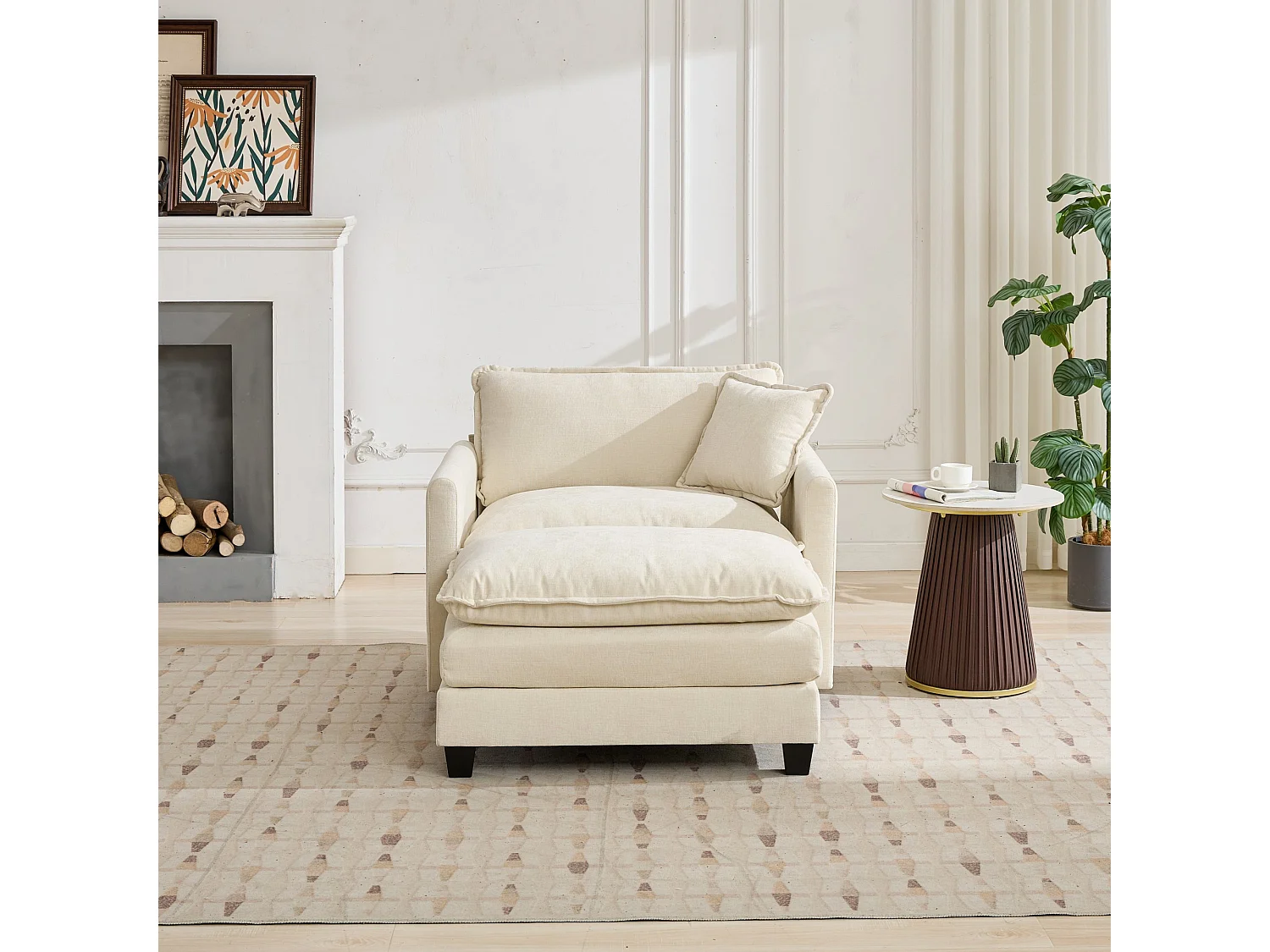 Divano singolo Cloud in tessuto ciniglia beige - Per soggiorno, camera da letto e appartamento