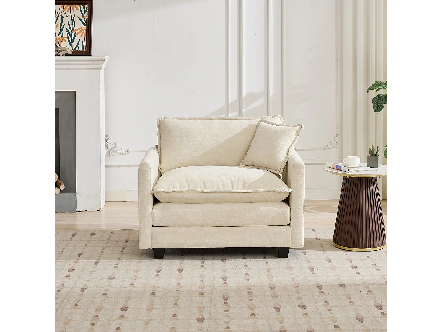 Divano singolo Cloud in tessuto ciniglia beige - Per soggiorno, camera da letto e appartamento