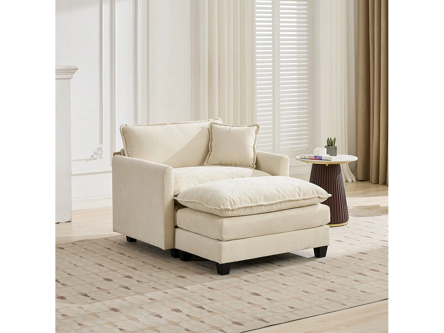 Divano singolo Cloud in tessuto ciniglia beige - Per soggiorno, camera da letto e appartamento