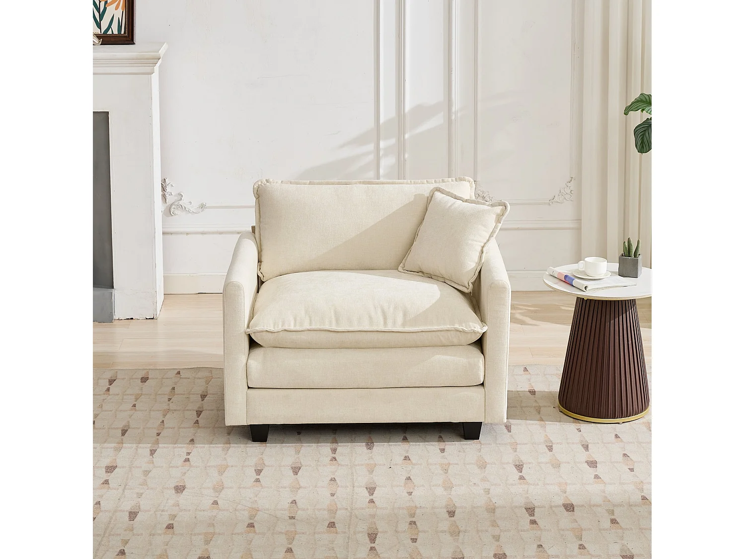 Divano singolo Cloud in tessuto ciniglia beige - Per soggiorno, camera da letto e appartamento