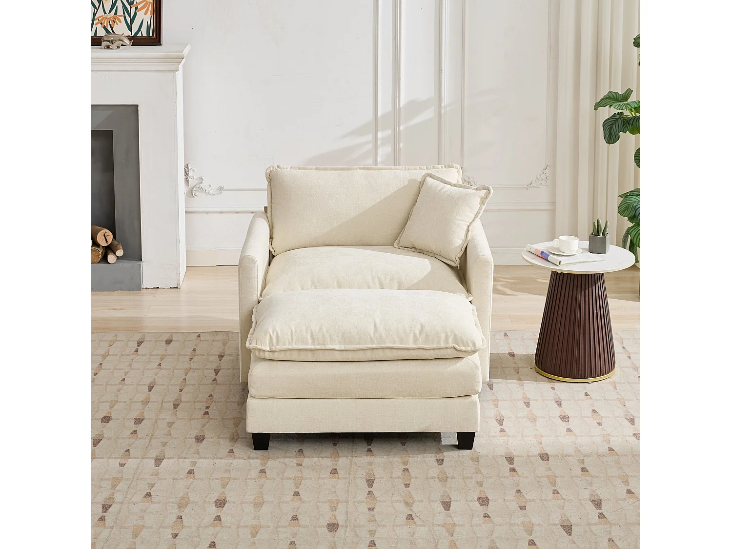 Divano singolo Cloud in tessuto ciniglia beige - Per soggiorno, camera da letto e appartamento