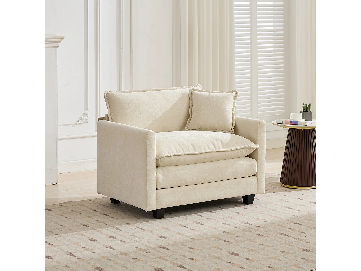 Divano singolo Cloud in tessuto ciniglia beige - Per soggiorno, camera da letto e appartamento