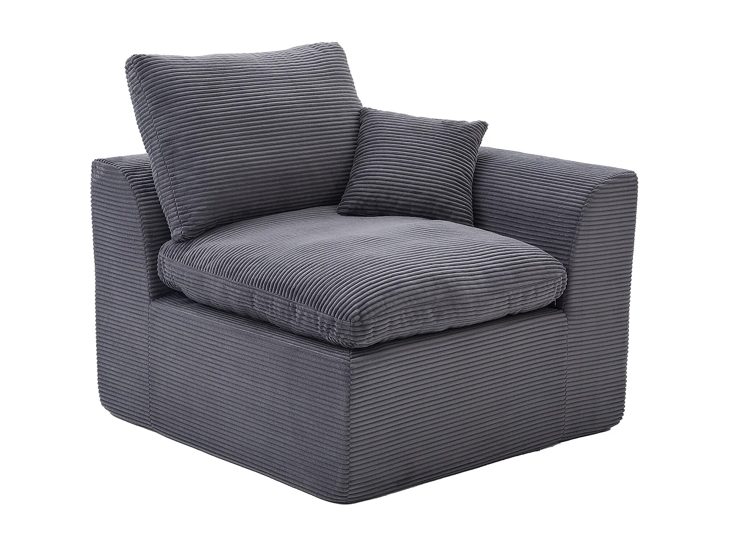 Poltrona semplice con cuscino in velluto a coste - Grigio scuro