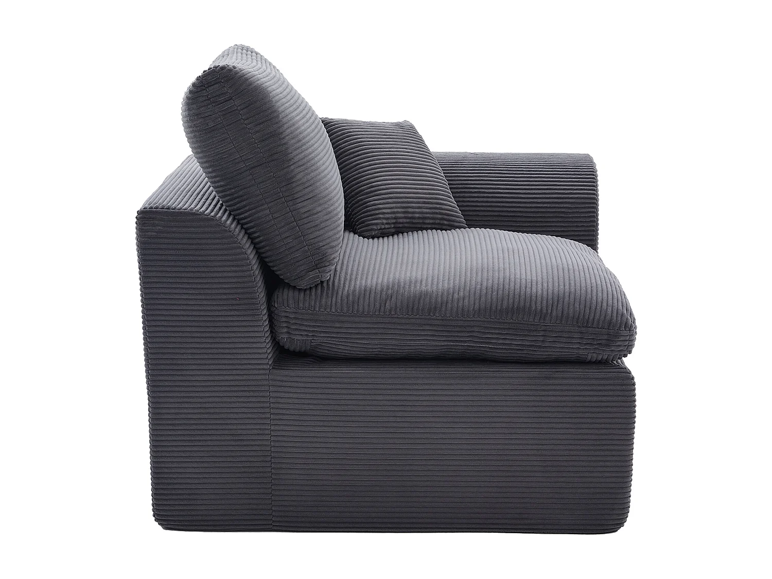 Poltrona semplice con cuscino in velluto a coste - Grigio scuro