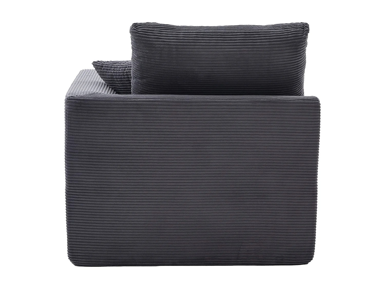 Poltrona semplice con cuscino in velluto a coste - Grigio scuro